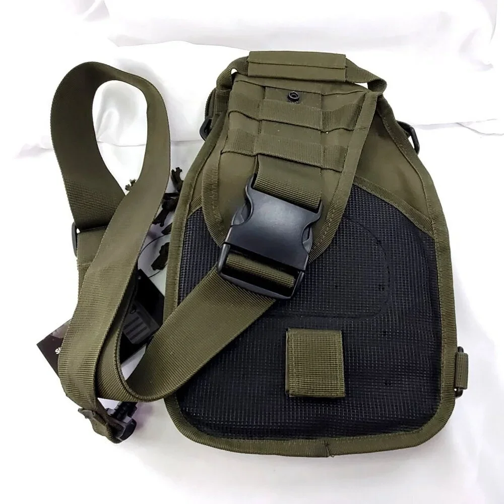 Tactical Olive Green Sling Bag With Concealment Pocket Adjustable Strap NEW